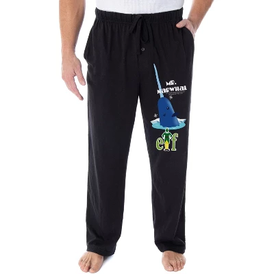 Elf The Movie Men's Mr. Narwhal Loungewear Sleep Bottoms Pajama Pants Black 3 Elf The Movie Men's Mr. Narwhal Loungewear Sleep Bottoms Pajama Pants Black - Image 3
