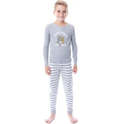 Tom And Jerry Boys' Girls' Unisex Child Troublemakers Sleep Pajama Set Grey