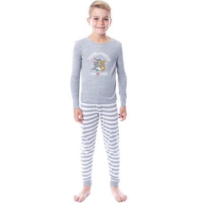 Tom And Jerry Boys' Girls' Unisex Child Troublemakers Sleep Pajama Set Grey 1 Tom And Jerry Boys' Girls' Unisex Child Troublemakers Sleep Pajama Set Grey