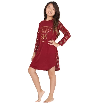 HARRY POTTER 9 3/4 Hogwarts Express Raglan Nightgown Red 2 HARRY POTTER 9 3/4 Hogwarts Express Raglan Nightgown Red - Image 2