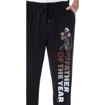 Star Wars Men's The Mandalorian Father Of The Year Father's Day Pajama Pants Black 2 Star Wars Men's The Mandalorian Father Of The Year Father's Day Pajama Pants Black - Image 2
