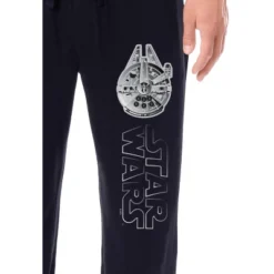 Star Wars Mens' Movie Film Title Logo Millennium Falcon Sleep Pajama Pants Black