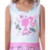 Barbie Girls' Tie-Dye Kids Tank Nightgown Pajama With Tulle Skirt Overlay Multicolor
