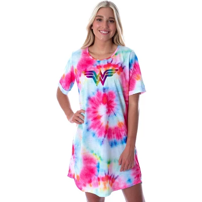 DC Comics Womens Wonder Woman Foil Logo Tie Dye Nightgown Sleep Shirt Multicolored 5 DC Comics Womens Wonder Woman Foil Logo Tie Dye Nightgown Sleep Shirt Multicolored - Image 5