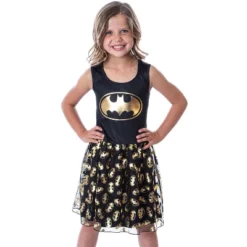 DC Comics Girl's Batman Logo Tank Nightgown Costume Pajama Dress Black -Sleepwear Sales Store GUEST 0d91a166 0045 411e 829d 37428533a262