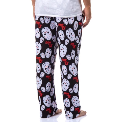 Friday The 13th Mens' Jason Voorhees Mask Allover Sleep Pajama Pants Black 3 Friday The 13th Mens' Jason Voorhees Mask Allover Sleep Pajama Pants Black - Image 3