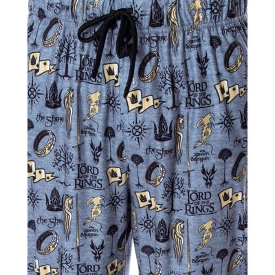 Lord Of The Rings Men's Allover Pattern Adult Sleepwear Pajama Pants LOTR Grey 2 Lord Of The Rings Men's Allover Pattern Adult Sleepwear Pajama Pants LOTR Grey - Image 2