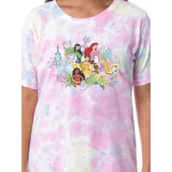 Disney Womens' Princesses Characters Nightgown Sleep Pajama Shirt Multicolored