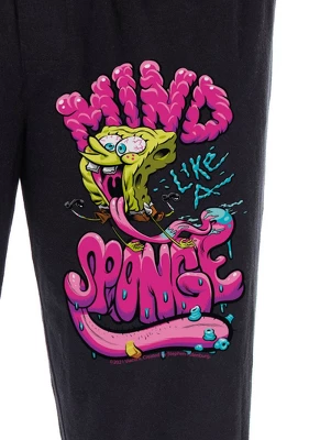SpongeBob SquarePants Pajama Pants Men's Mind Like A Sponge Lounge Pants Black 2 SpongeBob SquarePants Pajama Pants Men's Mind Like A Sponge Lounge Pants Black - Image 2