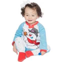 Frosty The Snowman Baby Fleece One Piece Footie Sleeper Holiday Pajama White