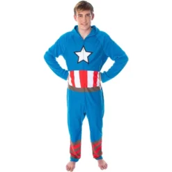 Marvel Men's Captain America Classic Cap Costume Pajama Union Suit Captain Blue -Sleepwear Sales Store GUEST 15ab1719 0765 420b 9b1b c57d0e7e6973