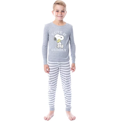 Peanuts Girls' Child Unisex Snoopy Woodstock Cute & Cuddly Sleep Pajama Set Grey 1 Peanuts Girls' Child Unisex Snoopy Woodstock Cute & Cuddly Sleep Pajama Set Grey