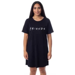 Friends The Television Series Womens' TV Show Title Logo Nightgown Pajama Black -Sleepwear Sales Store GUEST 1a431748 4da6 4a66 a2dc 86d7634ddb7d