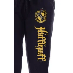 Harry Potter Womens' Hufflepuff House Crest Sleep Jogger Pajama Pants Black