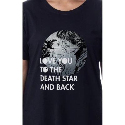 Star Wars Womens' Love You To The Death Star And Back Sleep Pajama Shirt Black 1 Star Wars Womens' Love You To The Death Star And Back Sleep Pajama Shirt Black