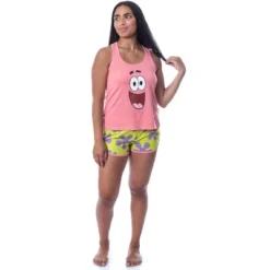 Nickelodeon SpongeBob SquarePants Womens' Patrick Tank Pajama Short Set Pink