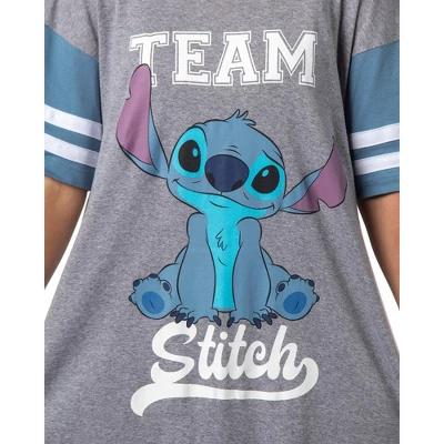 Disney Womens' Lilo & Stitch Team Stitch Nightgown Pajama Shirt Dress Grey 2 Disney Womens' Lilo & Stitch Team Stitch Nightgown Pajama Shirt Dress Grey - Image 2