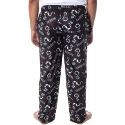 Beetlejuice Men's Allover Sandworm Pattern Lounge Sleep Pajama Pants Black