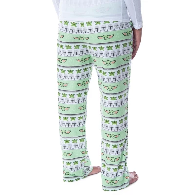 Star Wars Womens' The Mandalorian Baby Yoda Grogu Ugly Sweater Pajama Pants Green 1 Star Wars Womens' The Mandalorian Baby Yoda Grogu Ugly Sweater Pajama Pants Green