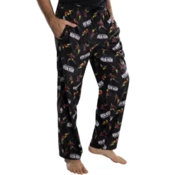 Marvel Men's Iron Man Retro Allover Print Loungewear Pajama Pants Black