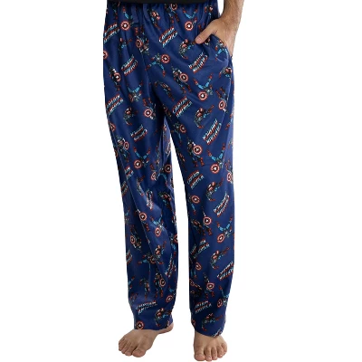Marvel Men's Captain America Retro Allover Print Loungewear Pajama Pants Blue 1 Marvel Men's Captain America Retro Allover Print Loungewear Pajama Pants Blue