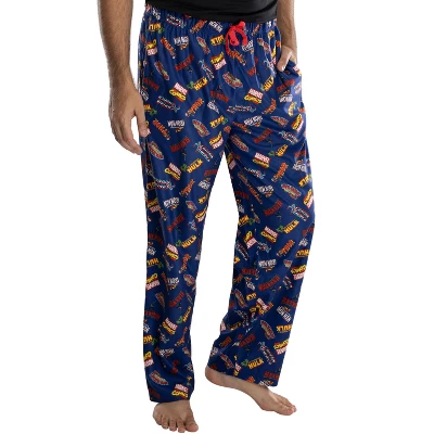 Marvel Comics Mens' Superhero Logo Titles Loungewear Pajama Pants Blue 1 Marvel Comics Mens' Superhero Logo Titles Loungewear Pajama Pants Blue