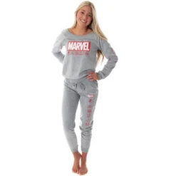 Marvel Comics Women's Juniors' Avengers Brick Logo Jogger Pajama Set -Sleepwear Sales Store GUEST 2e12c8f7 8772 4900 9bba ca7328f8628f