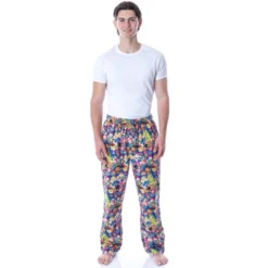 Nickelodeon Men's 90s Cartoon Characters Allover Loungewear Pajama Pants Multi