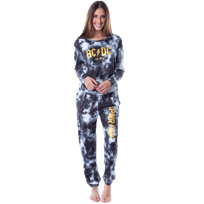 ACDC 1973 Logo Long Sleeve Womens' Rock Band Tie Dye Lounge Jogger PJ Set Black 4 ACDC 1973 Logo Long Sleeve Womens' Rock Band Tie Dye Lounge Jogger PJ Set Black - Image 4