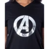 Marvel Women's Avengers Silver Foil Logo 2 Piece Jogger Pajama Set Black