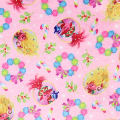 Trolls Girl's Sweetest Holiday Plush Fleece Raglan Kids Pajama Nightgown Multicolor 2 Trolls Girl's Sweetest Holiday Plush Fleece Raglan Kids Pajama Nightgown Multicolor - Image 2