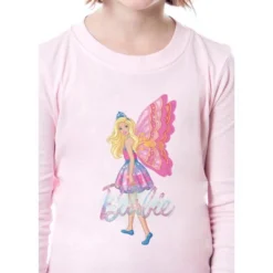 Barbie Girls' Child Fairy Princess Magical Tight Fit Sleep Pajama Set Pink