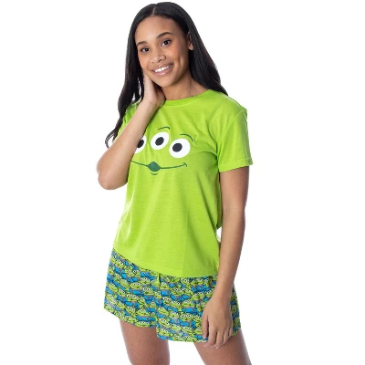 Disney Women's Toy Story Pizza Planet Aliens Shirt And Shorts Pajama Set Lime Green 5 Disney Women's Toy Story Pizza Planet Aliens Shirt And Shorts Pajama Set Lime Green - Image 5