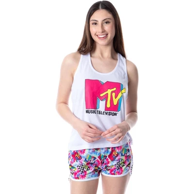 MTV Womens' Music Television Logo Sleep Pajama Set Short Tank Top Multicolored 5 MTV Womens' Music Television Logo Sleep Pajama Set Short Tank Top Multicolored - Image 5