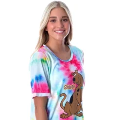 Scooby-Doo Women's Cartoon Graphic Tie Dye Nightgown Sleep Shirt Pajama Multicolored
