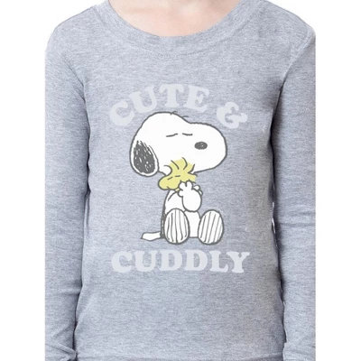 Peanuts Girls' Child Unisex Snoopy Woodstock Cute & Cuddly Sleep Pajama Set Grey 2 Peanuts Girls' Child Unisex Snoopy Woodstock Cute & Cuddly Sleep Pajama Set Grey - Image 2