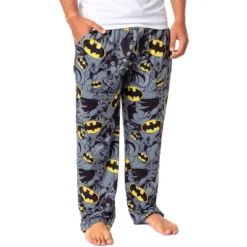 DC Comics Batman Mens' Bat Symbol Icon Retro Character Sleep Pajama Pants Grey -Sleepwear Sales Store GUEST 4269d030 aecc 416d 80aa 5bf1a4901504