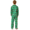 Peanuts Boys' Christmas Snoopy Charlie Brown Button Down Sleep Pajama Set Green