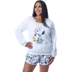 Peanuts Womens' Snoopy And Woodstock Sweater And Shorts Sleep Pajama Set White -Sleepwear Sales Store GUEST 44161c76 0c79 4eee bae1 1f13d6f03064