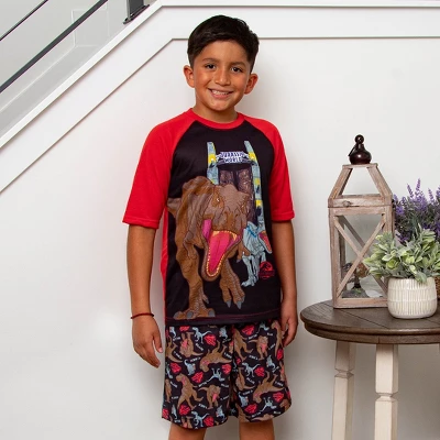 Jurassic World Boys' Blue T-Rex Park Logo Sleep Pajama Set Shorts Black 4 Jurassic World Boys' Blue T-Rex Park Logo Sleep Pajama Set Shorts Black - Image 4