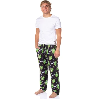 Rick And Morty Mens' TV Show Series Portal Tossed Print Sleep Pajama Pants Black 1 Rick And Morty Mens' TV Show Series Portal Tossed Print Sleep Pajama Pants Black
