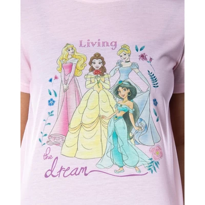 Disney Princess Women's Living The Dream Shirt And Shorts Pajama Set Pink 2 Disney Princess Women's Living The Dream Shirt And Shorts Pajama Set Pink - Image 2