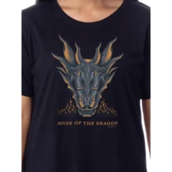 House Of The Dragon Womens' TV Show Series Skull Nightgown Pajama Shirt Black