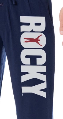 Rocky Mens' Balboa Movie Film Title Logo Character Sleep Pajama Pants Blue