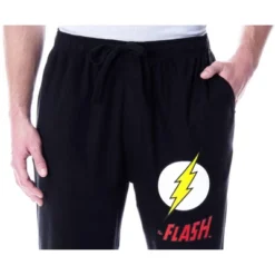 DC Comics Men's The Flash Classic Logo Loungewear Sleep Pajama Pants Black