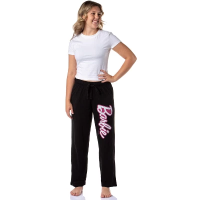 Mattel Womens' Classic Barbie Logo Icon Print Sleep Pajama Pants Black 1 Mattel Womens' Classic Barbie Logo Icon Print Sleep Pajama Pants Black