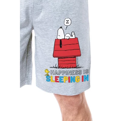 Peanuts Mens' Snoopy Happiness Is Sleeping In Character Sleep Pajama Shorts Grey 1 Peanuts Mens' Snoopy Happiness Is Sleeping In Character Sleep Pajama Shorts Grey