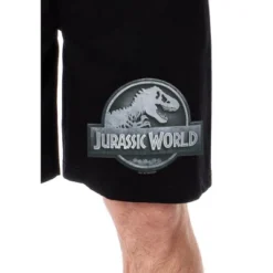 Jurassic World Mens' Dinosaur Film Movie Park Logo Sleep Pajama Shorts Black