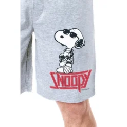 Peanuts Mens' Snoopy Rocker Cool Punk Character Sleep Pajama Shorts Grey