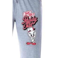 Looney Tunes Womens' Tweety Bird Puddy Tat Character Sleep Pajama Pants Grey